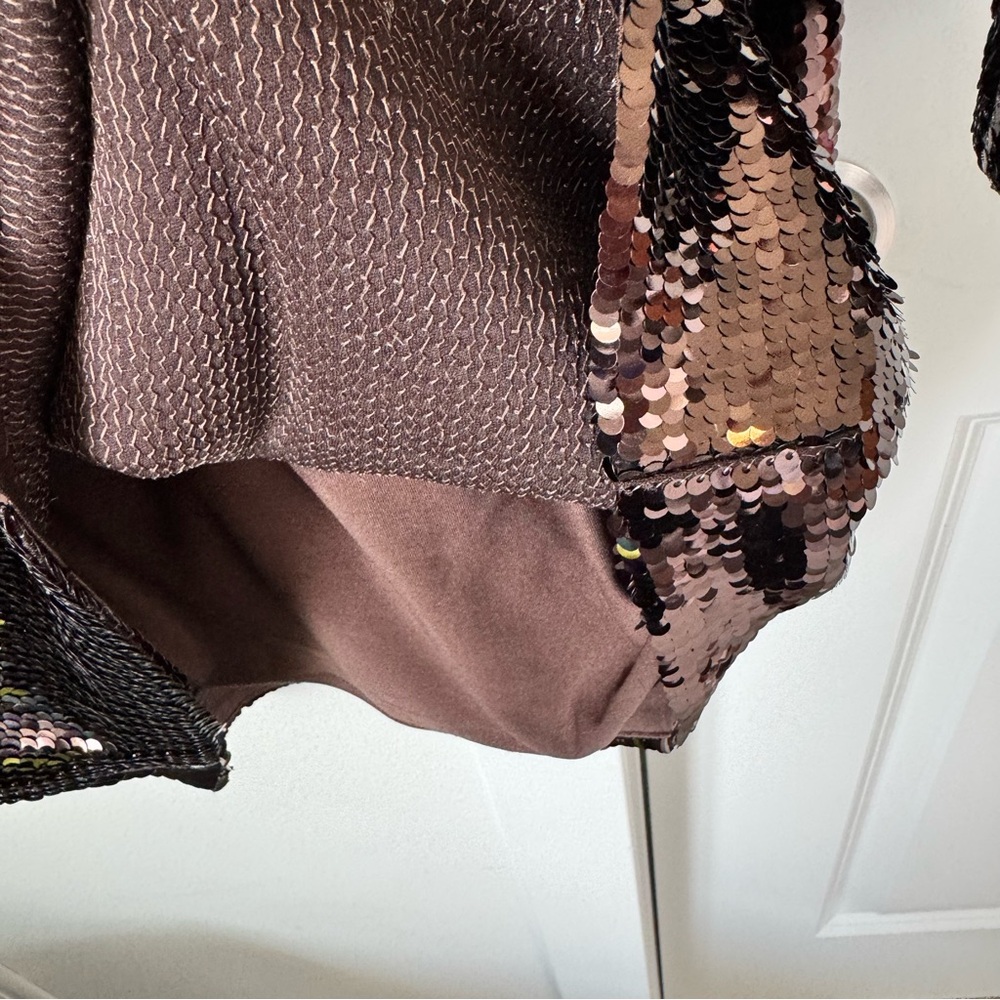 NWT Banana Republic Stretch Sequin Mini Dress Size Small Brown Party Fall Glam - Picture 10 of 16